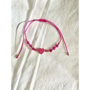 Hot pink heart friendship beaded bracelet